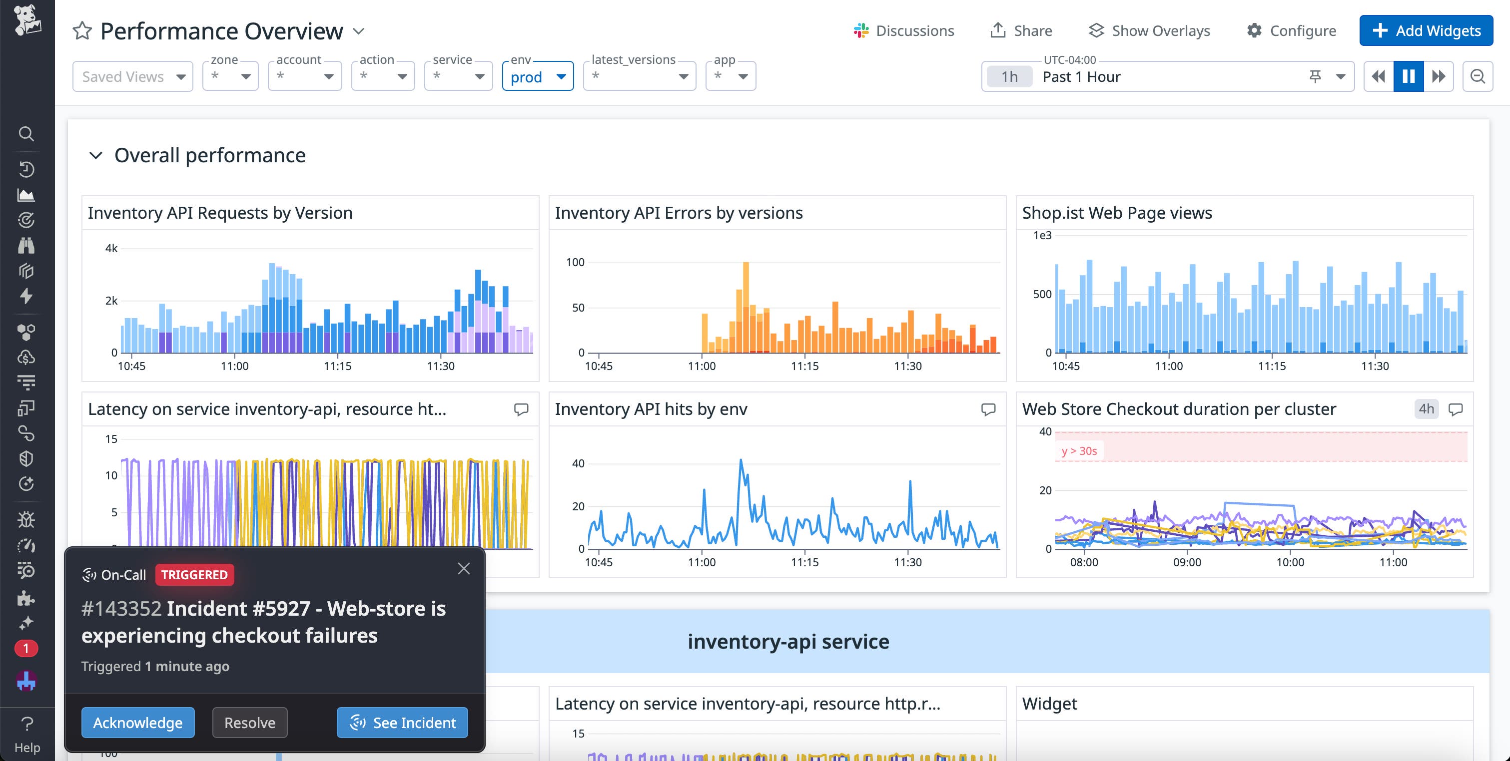 A notification within Datadog for an On-Call page. A notification within Datadog for an On-Call page.