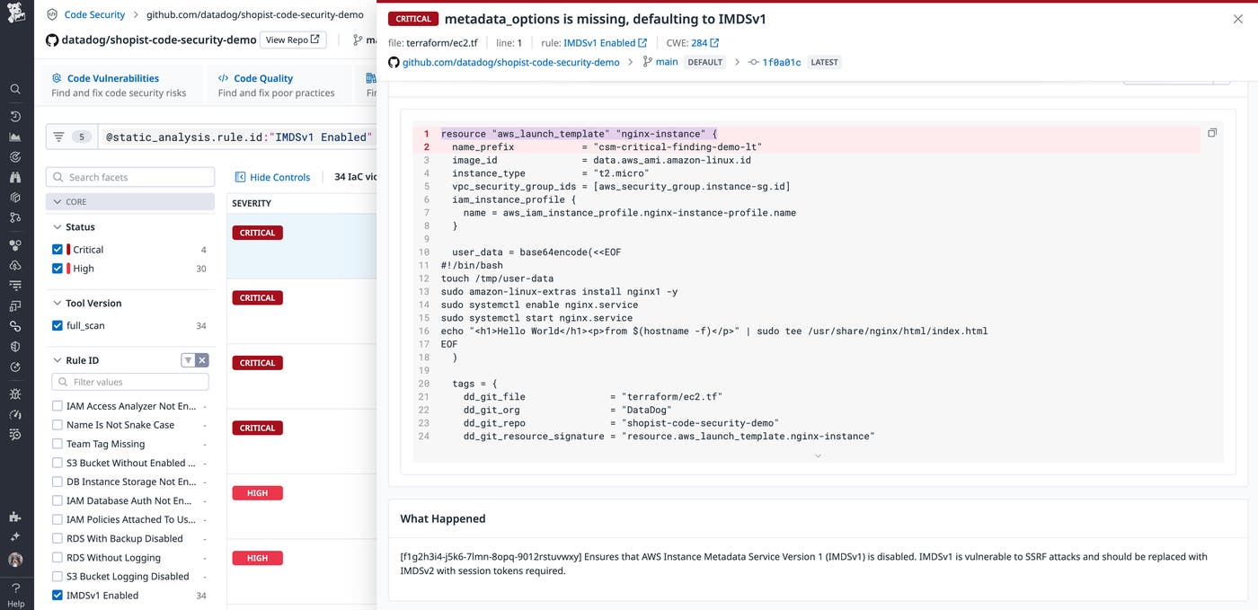 Detect IaC issues in code Detect IaC issues in code