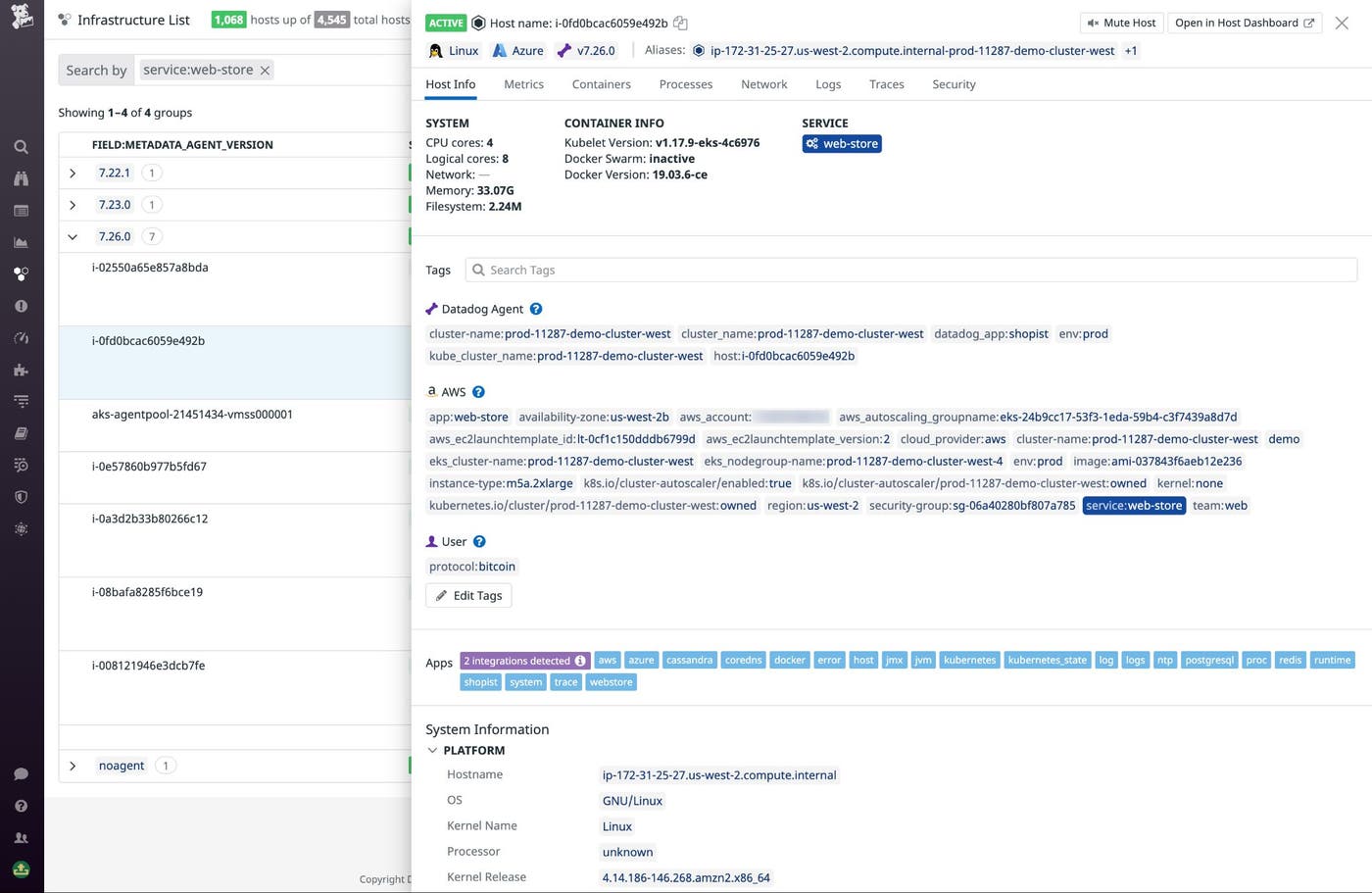 the sidepanel gathers all your host tags, which you can search for to filter the infrastructure list. the sidepanel gathers all your host tags, which you can search for to filter the infrastructure list.
