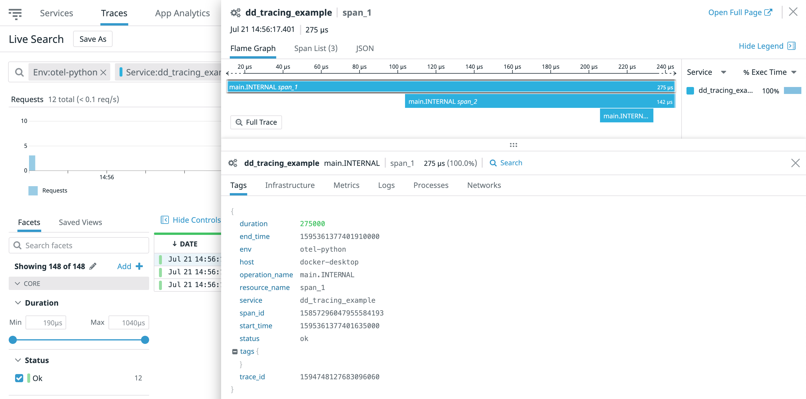 Visualize OpenTelemetry spans with flame graphs