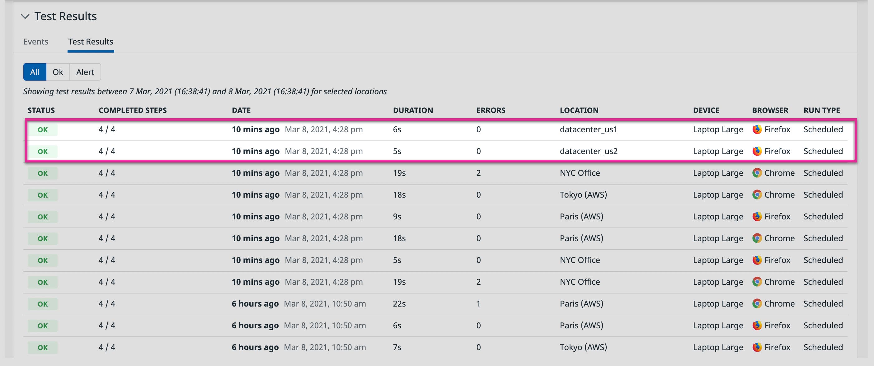 View test results for monitoring behind the firewall using private locations View test results for monitoring behind the firewall using private locations