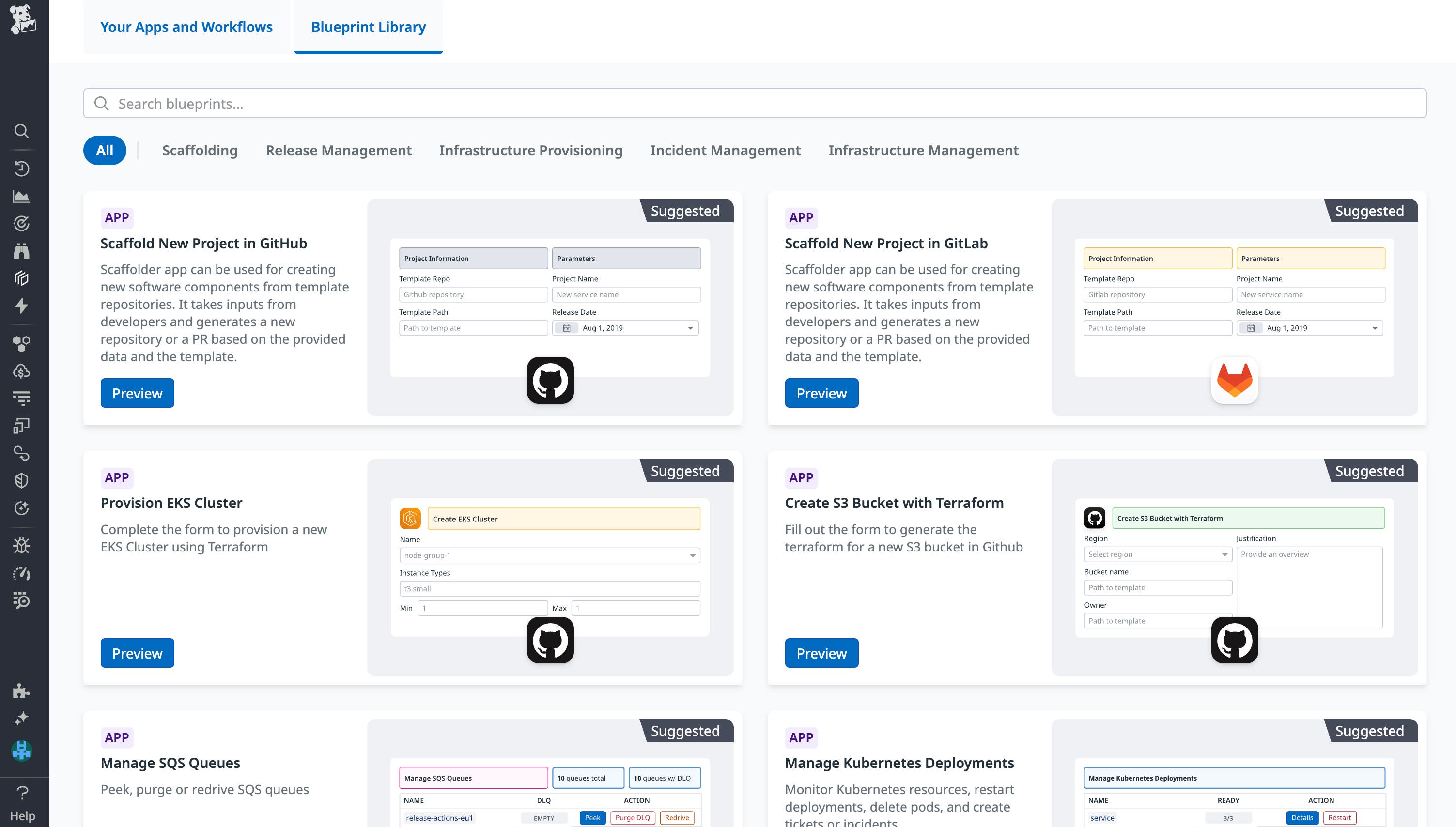 Quickly create self-service actions using Datadog's library of App Builder and Workflow Automation templates. Quickly create self-service actions using Datadog's library of App Builder and Workflow Automation templates.