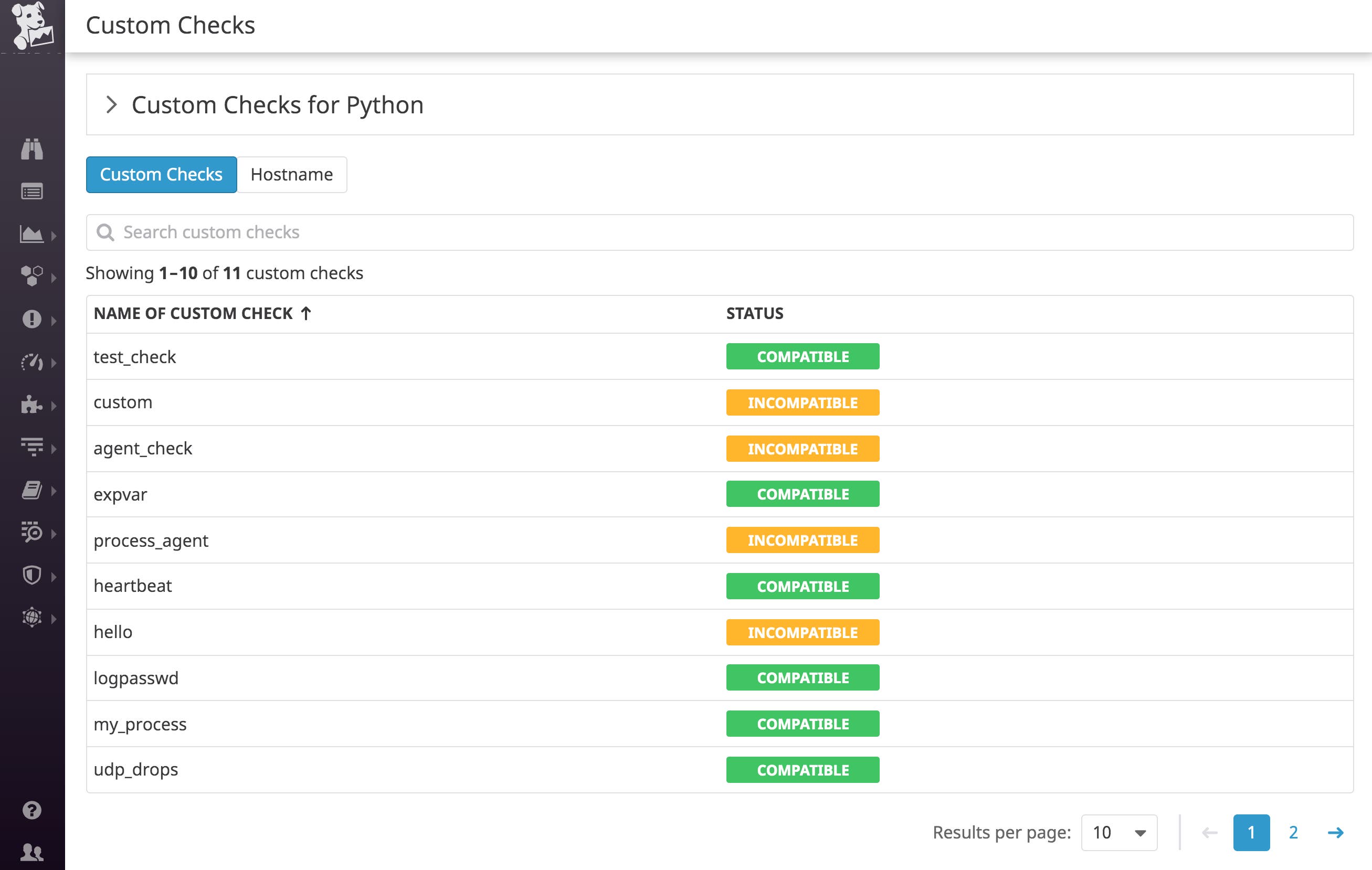 Check the compatibility of your custom Python 2 checks in-app with our compatibility checker. Check the compatibility of your custom Python 2 checks in-app with our compatibility checker.