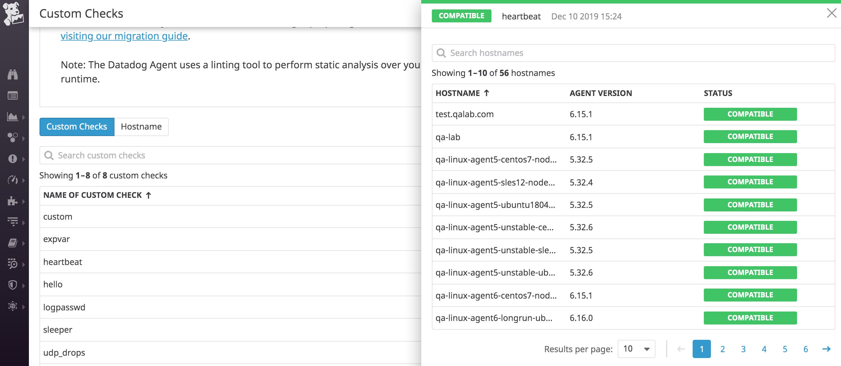 View your hosts and custom checks in the compatibility checker. View your hosts and custom checks in the compatibility checker.