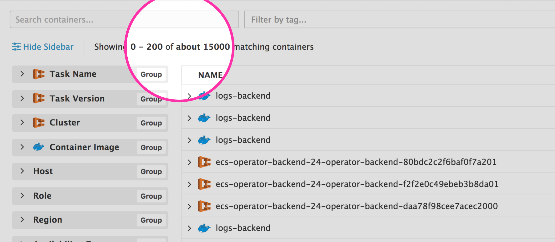 Monitoring thousands of containers