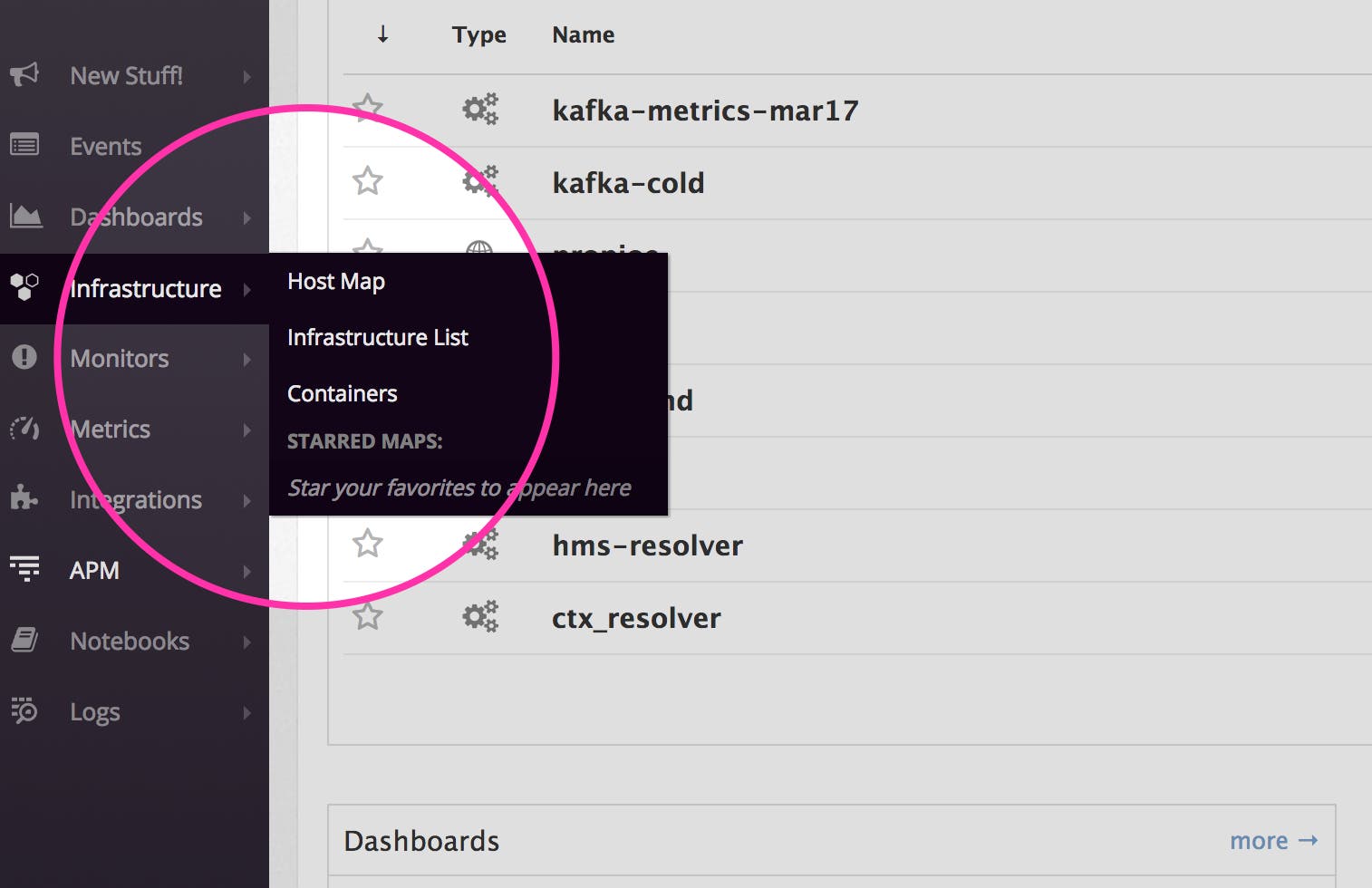 Live Container view menu item Live Container view menu item