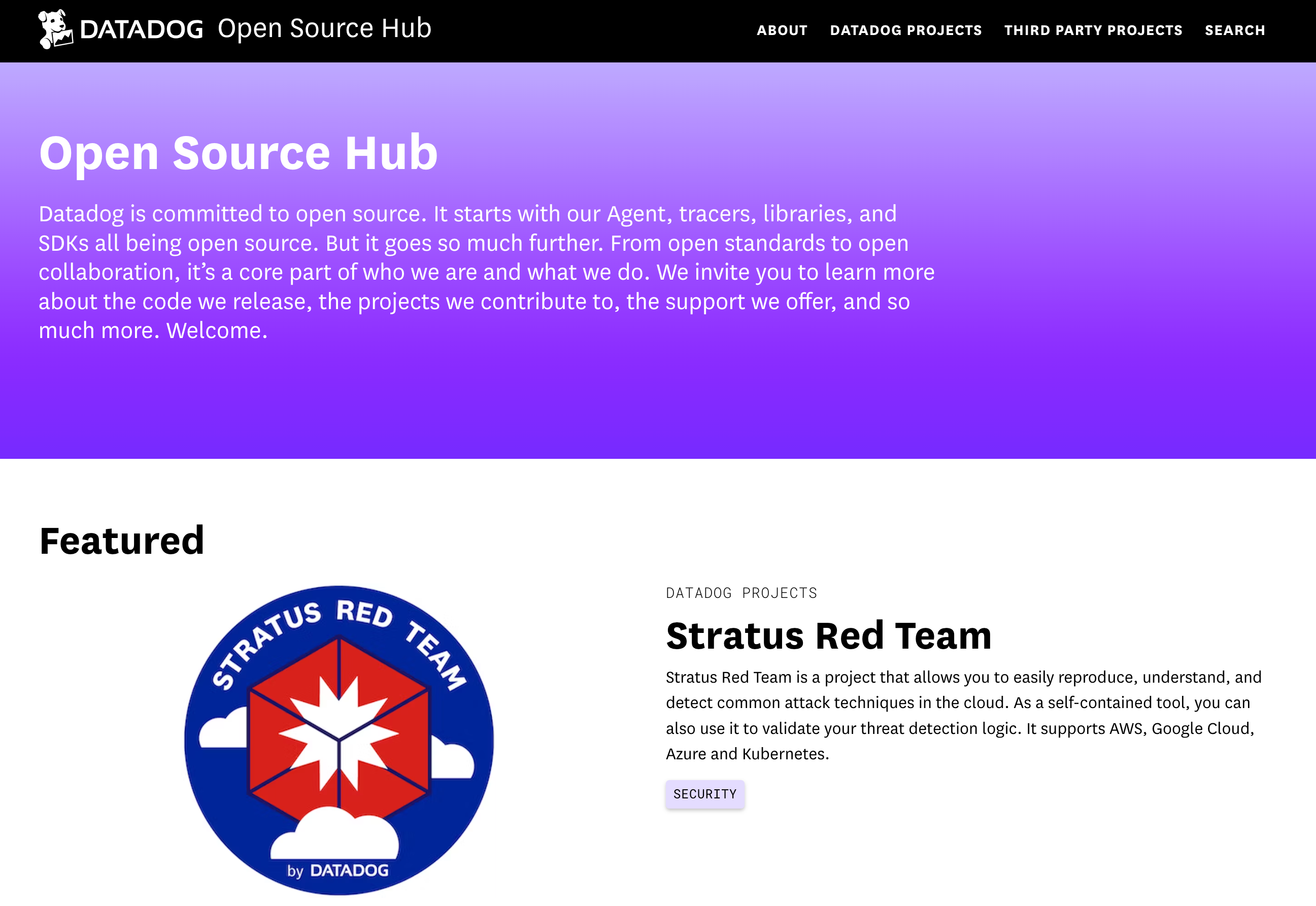 Open Source Hub web page