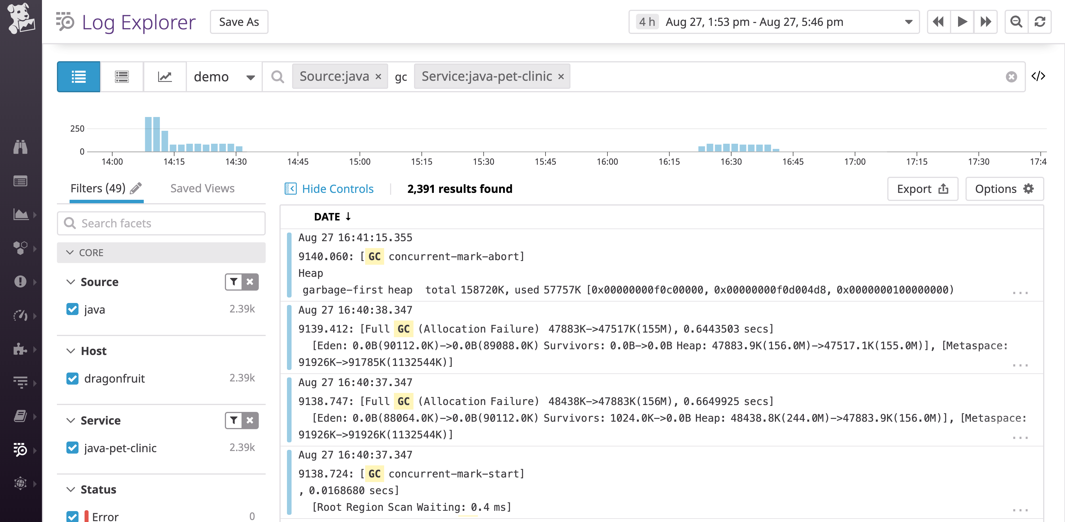 monitor java memory management issues by collecting garbage collection logs. This log indicates that the collector was forced to abandon the marking cycle to run a full Java garbage collection.