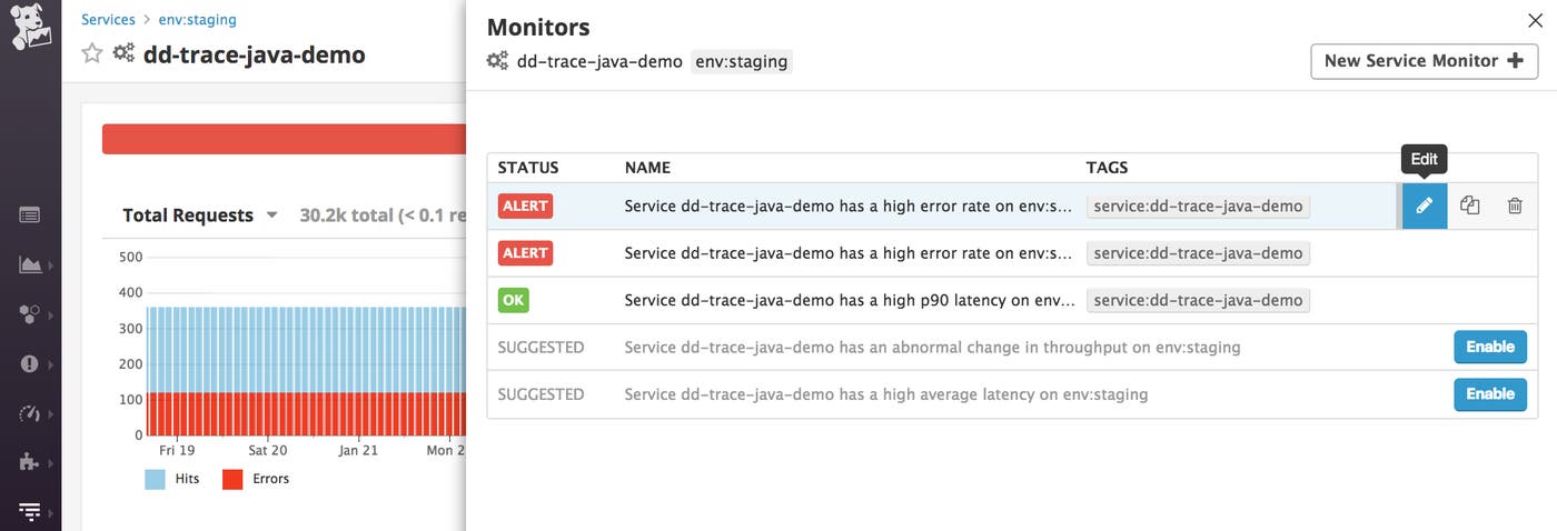 Java monitoring APM suggested alerts Java monitoring APM suggested alerts