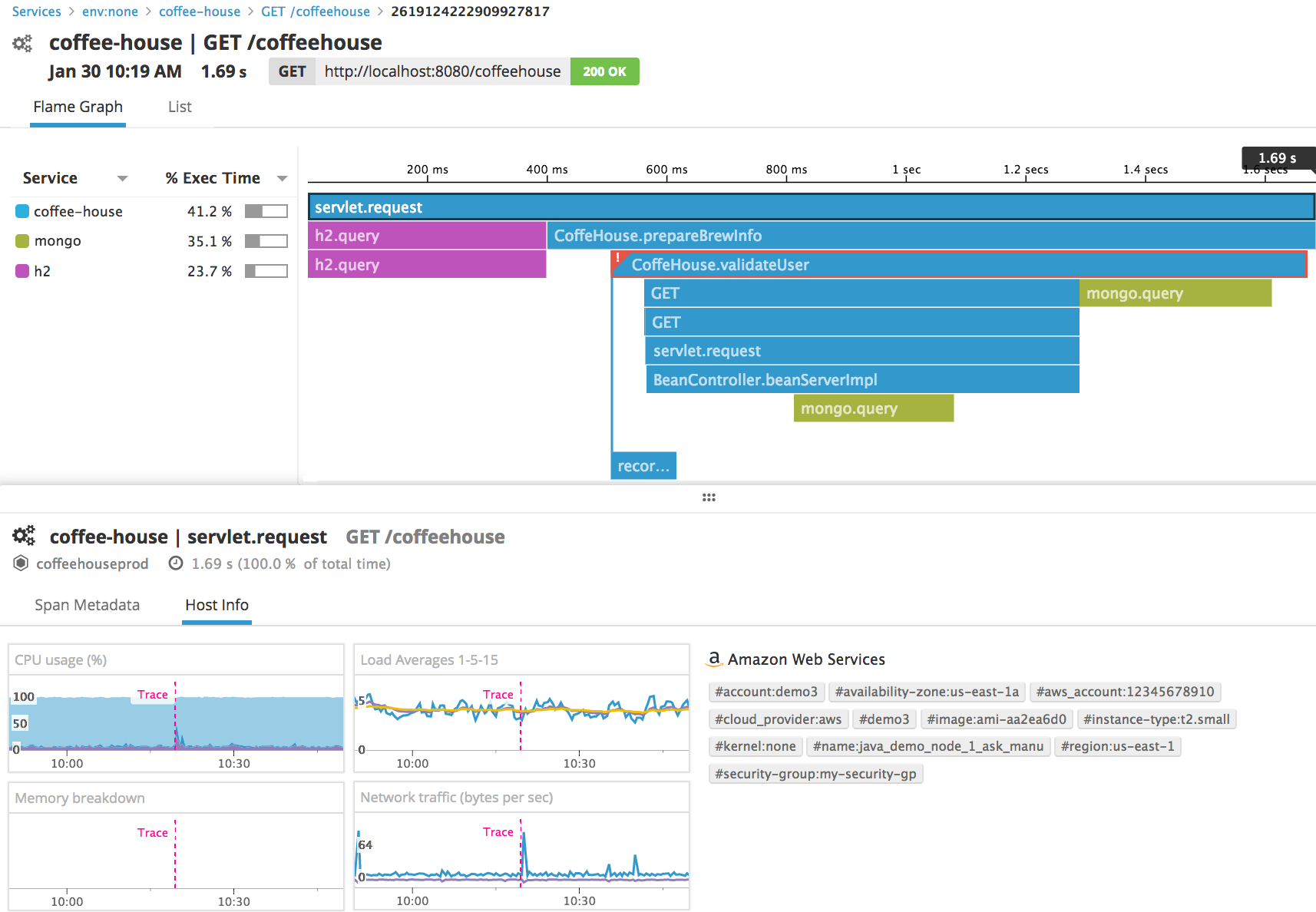 Java monitoring APM + host-level metrics