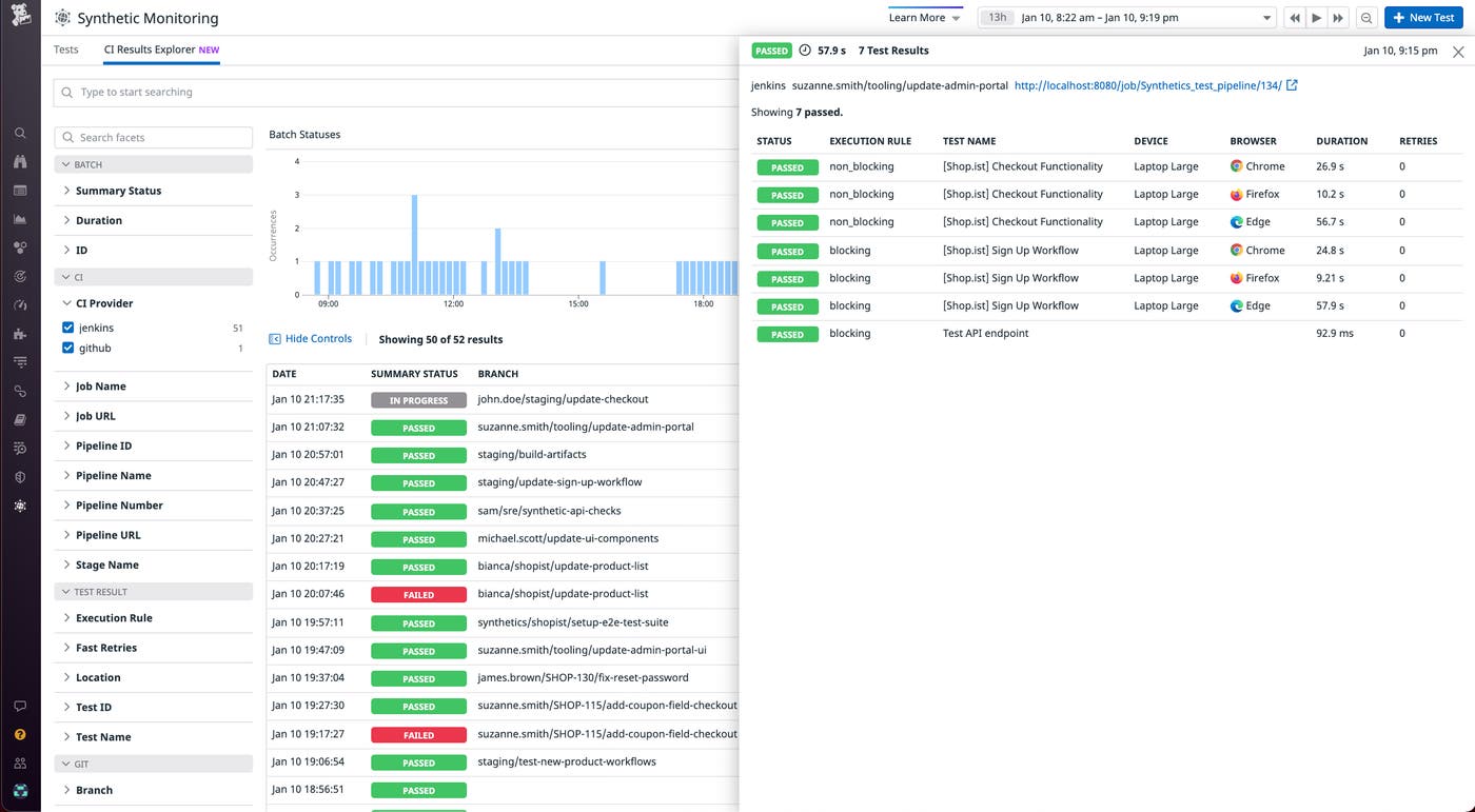 View your Jenkins test results in the Datadog CI Results Explorer View your Jenkins test results in the Datadog CI Results Explorer
