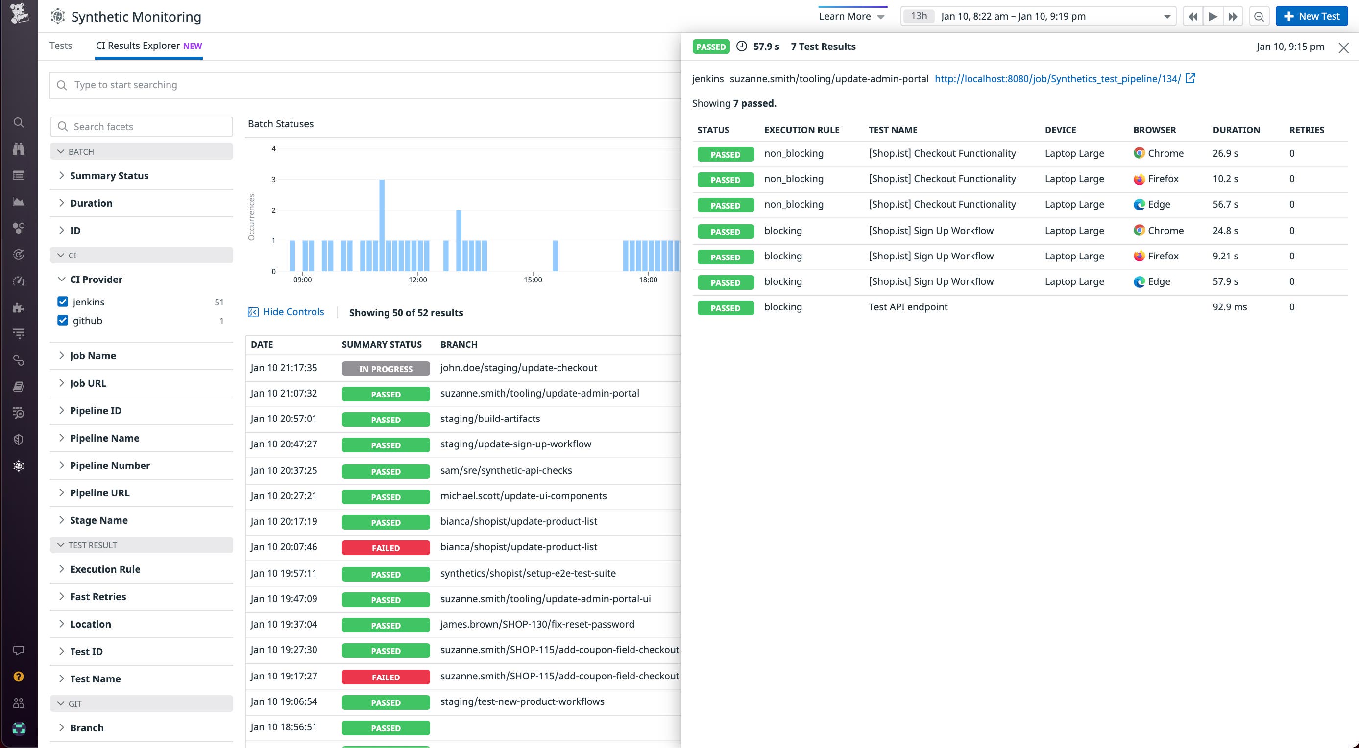 View your Jenkins test results in the Datadog CI Results Explorer View your Jenkins test results in the Datadog CI Results Explorer