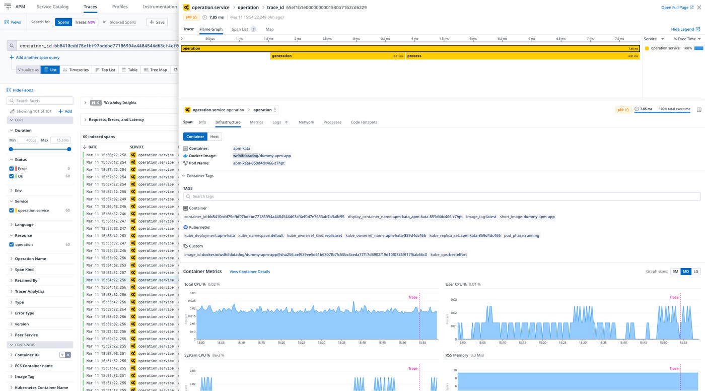 Trace for an application hosted in a Kata Container Trace for an application hosted in a Kata Container