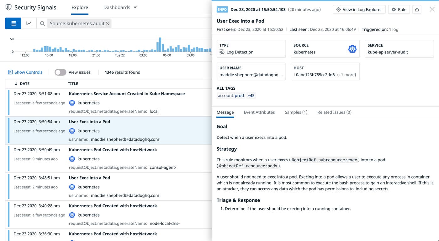 Security Signal for a user attempting to exec into a pod Security Signal for a user attempting to exec into a pod