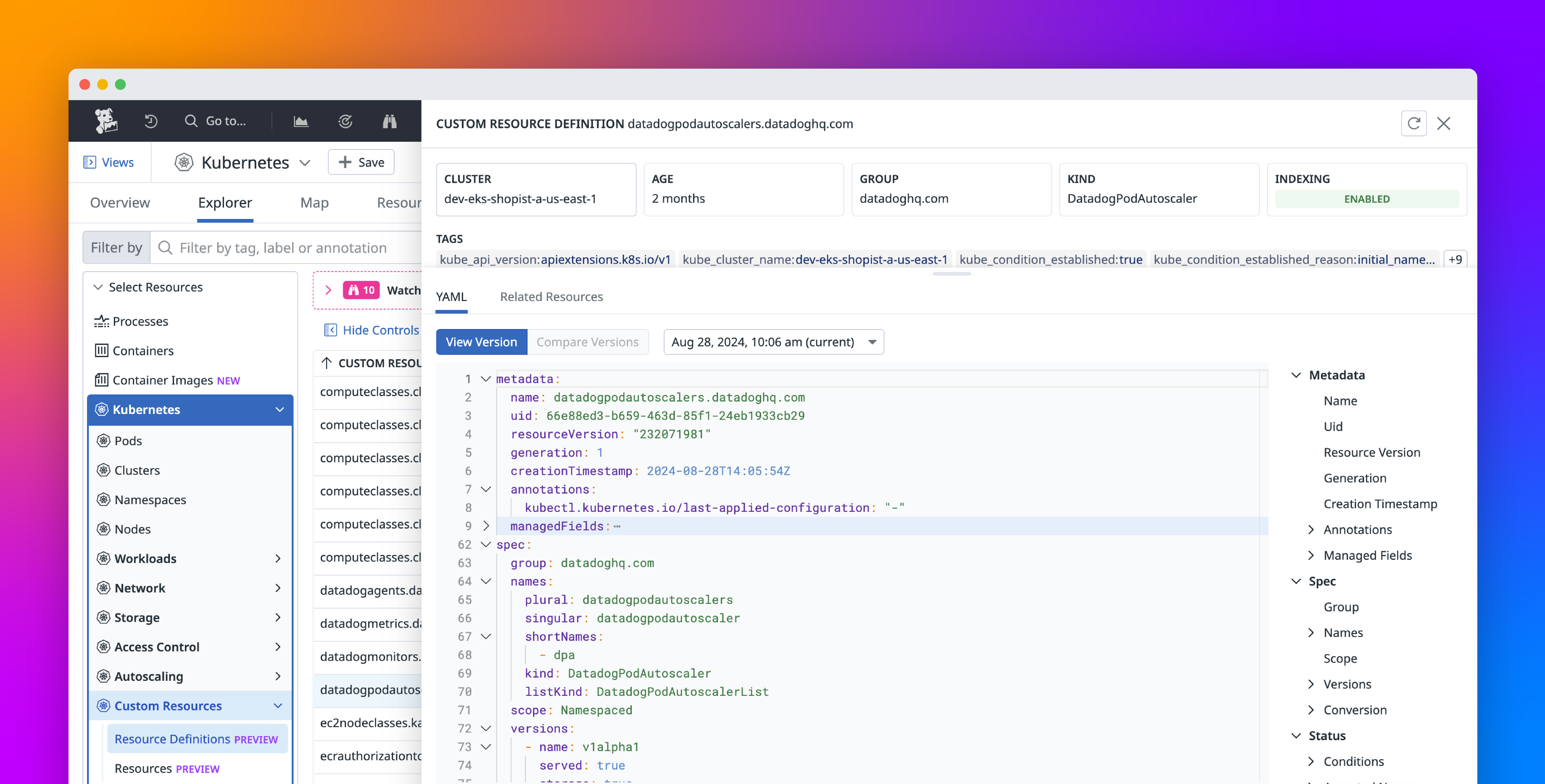 Get complete Kubernetes observability by monitoring your CRDs with Datadog Container Monitoring