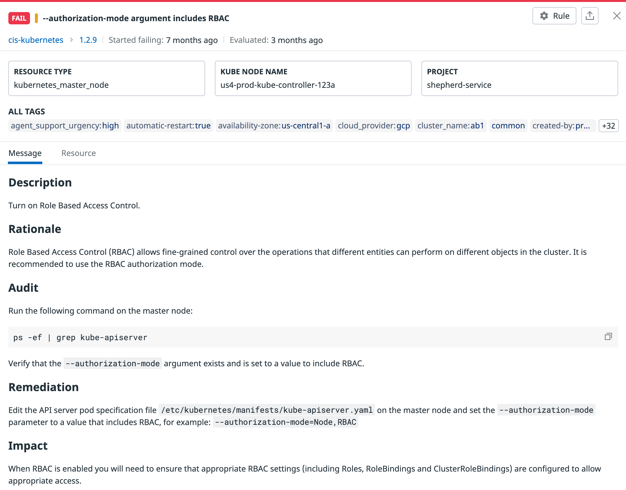 Detection rule for Kubernetes RBAC rule