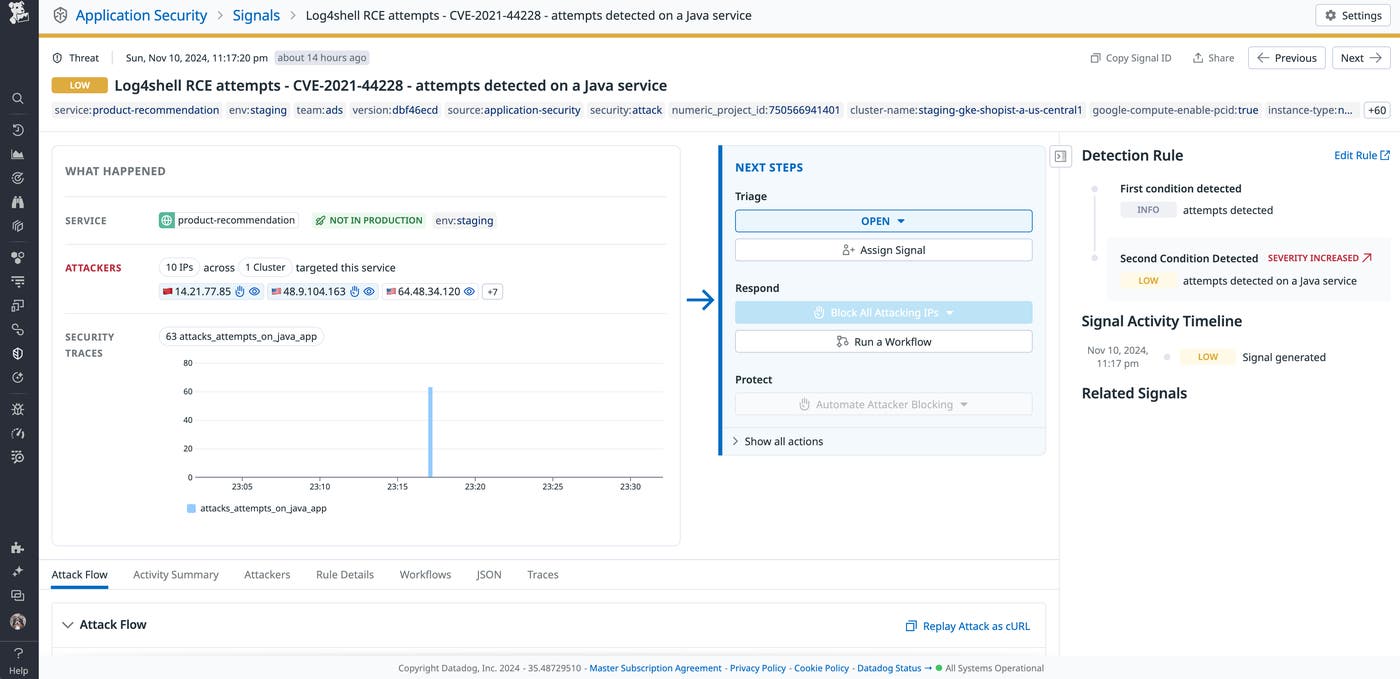 Datadog App and API Protection signal Datadog App and API Protection signal