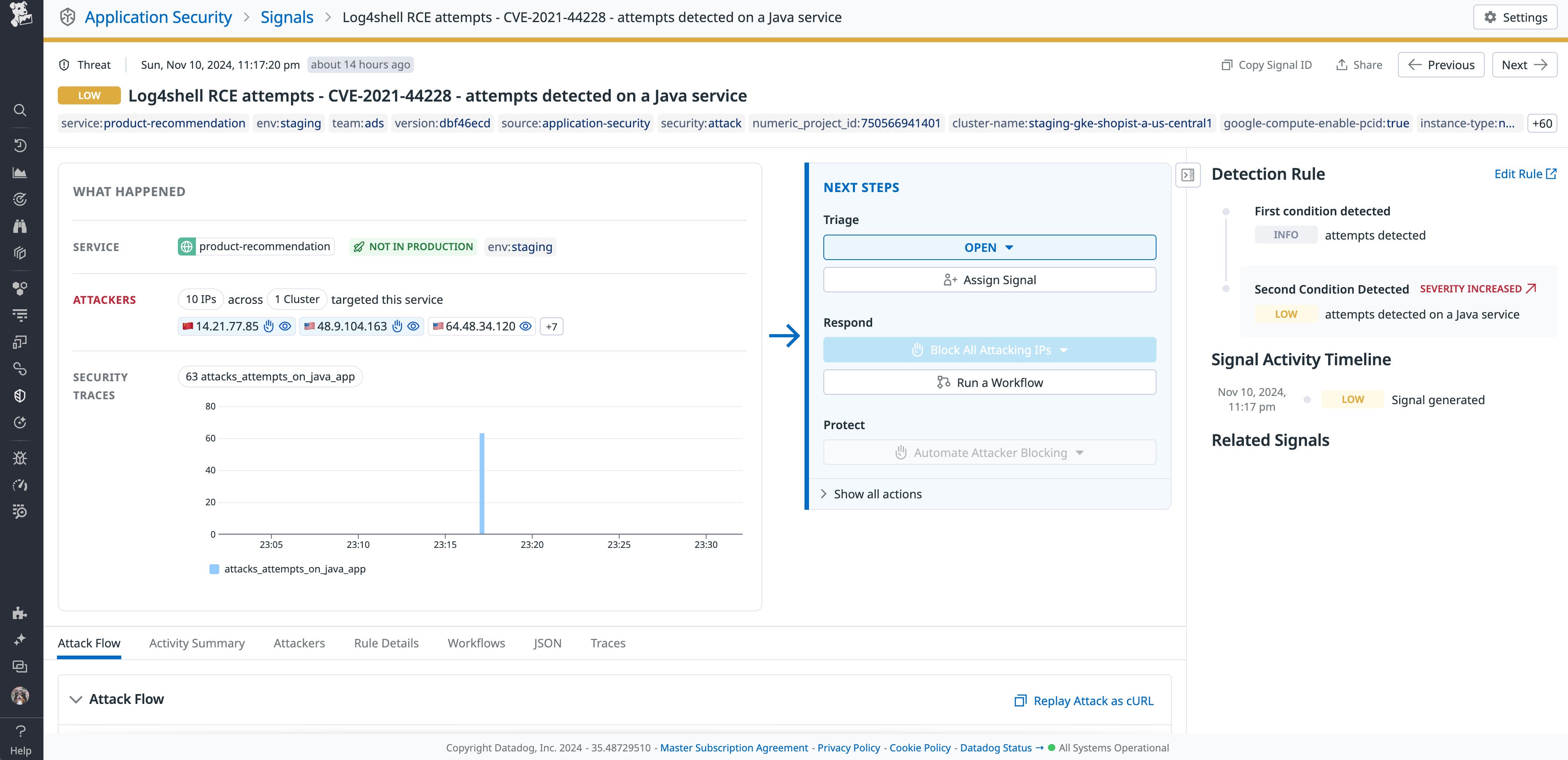 Datadog App and API Protection signal Datadog App and API Protection signal