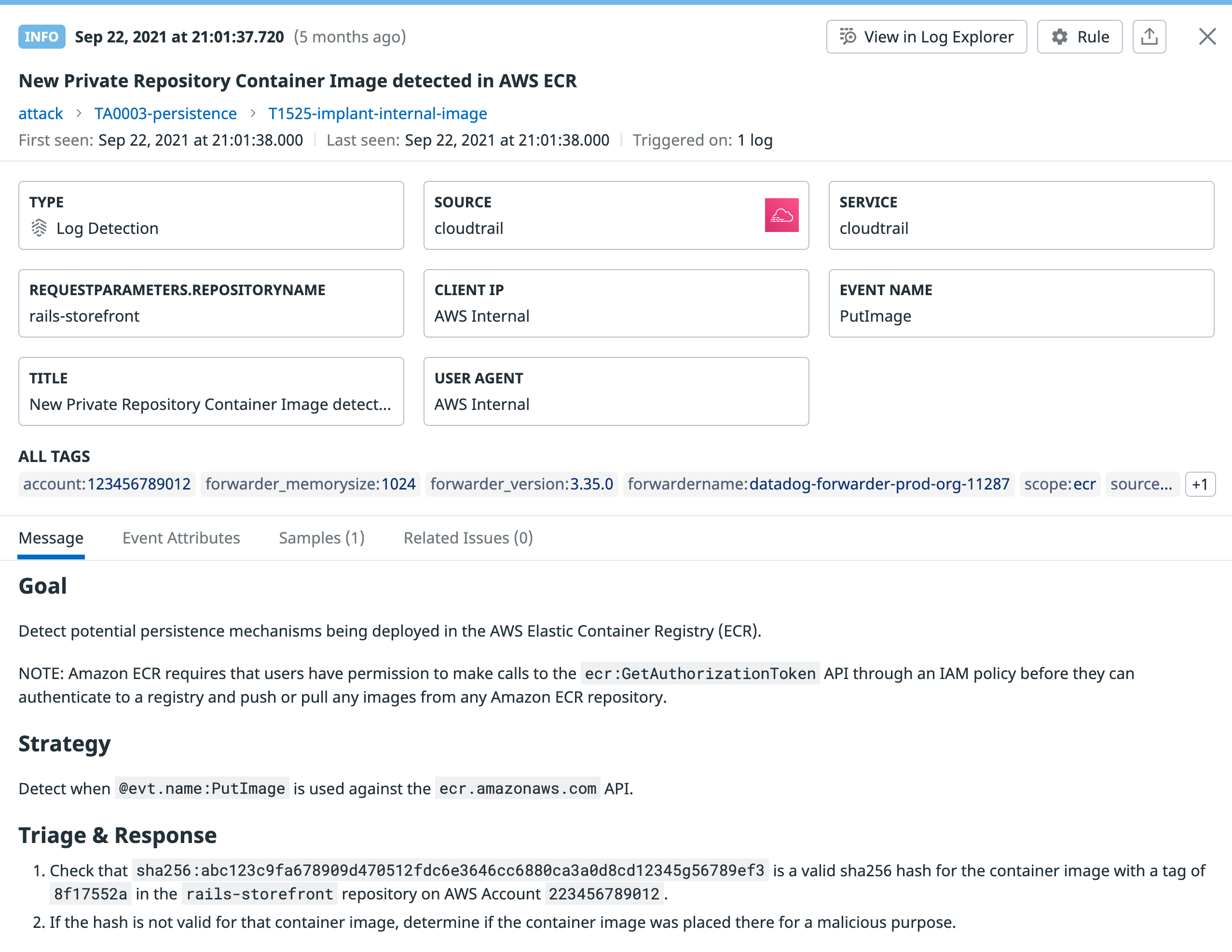 AWS ECR detection rule