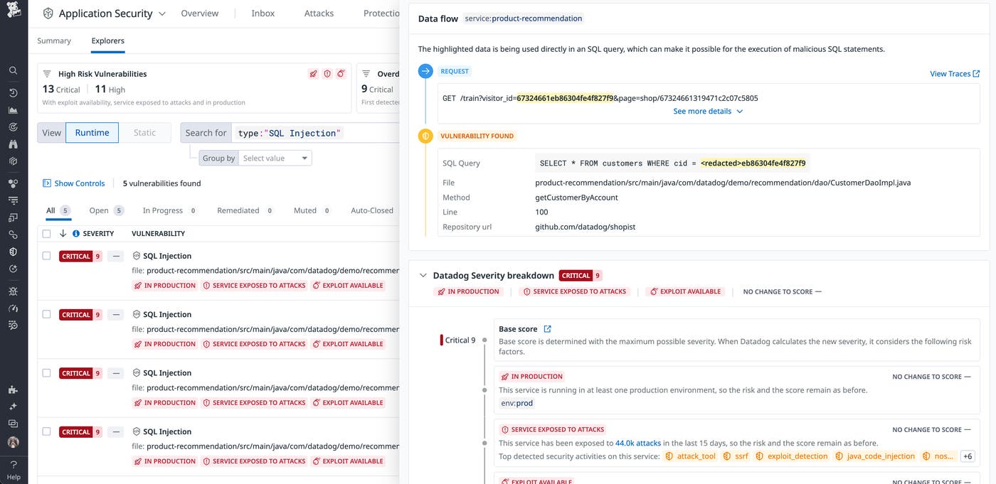 Datadog Code Security signal Datadog Code Security signal