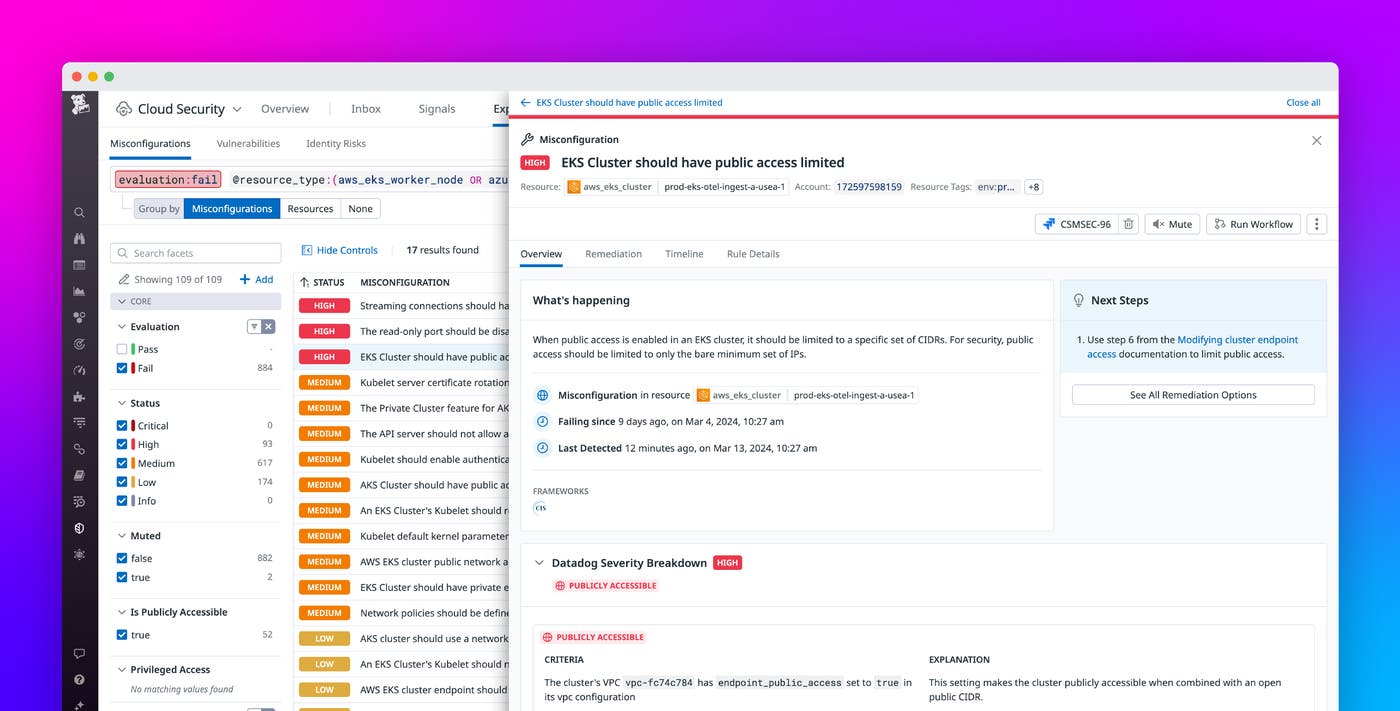 Monitor your Kubernetes security posture with Datadog Cloud Security Monitor your Kubernetes security posture with Datadog Cloud Security