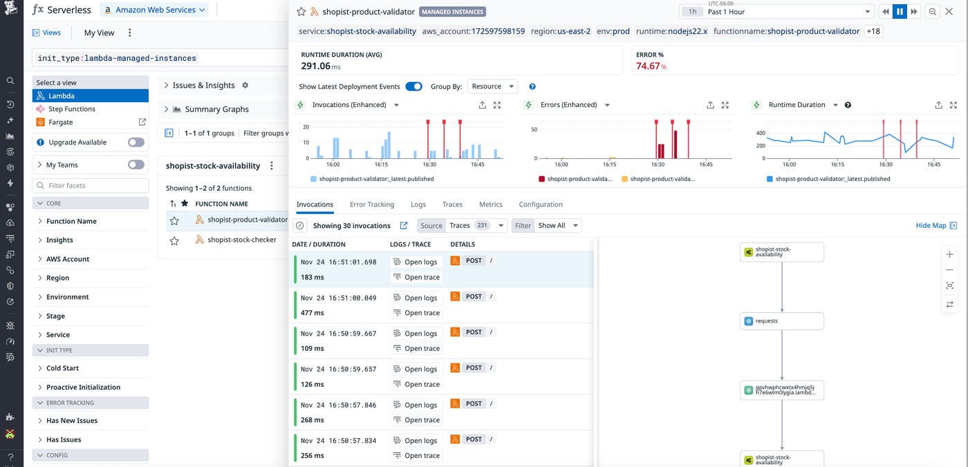 View an instance's invocation history directly from a dashboard. View an instance's invocation history directly from a dashboard.