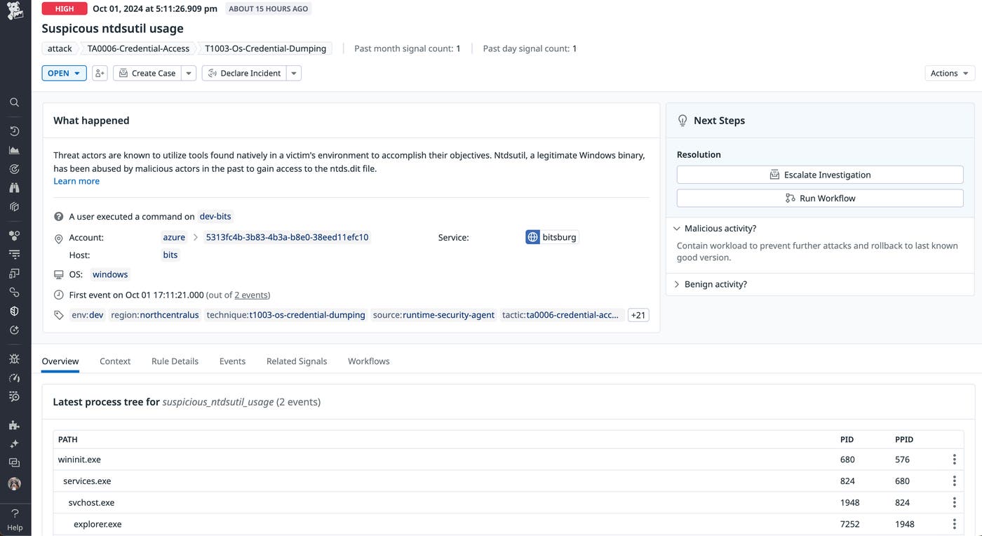 Signal for Azure NTDS.dit usage Signal for Azure NTDS.dit usage