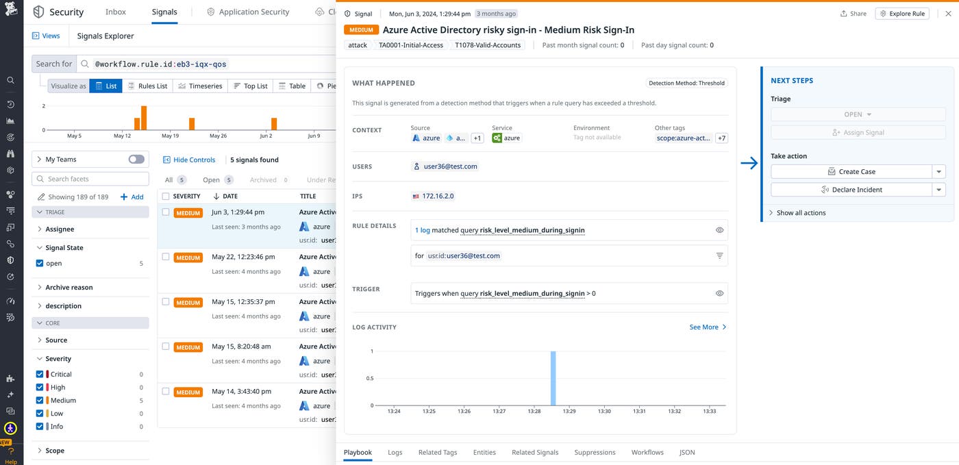 Signal for an Azure risky sign-in Signal for an Azure risky sign-in
