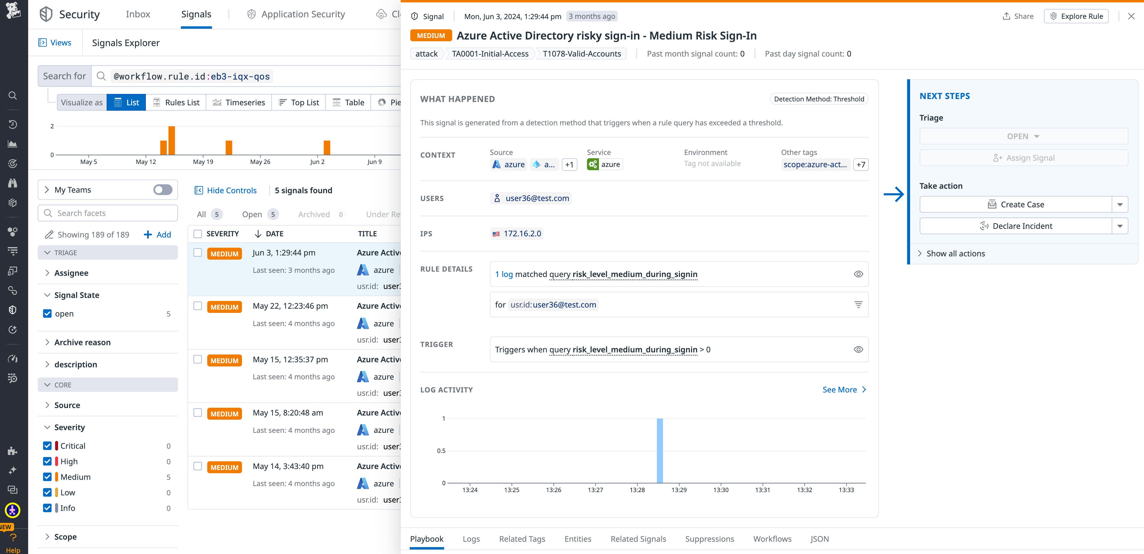 Signal for an Azure risky sign-in Signal for an Azure risky sign-in