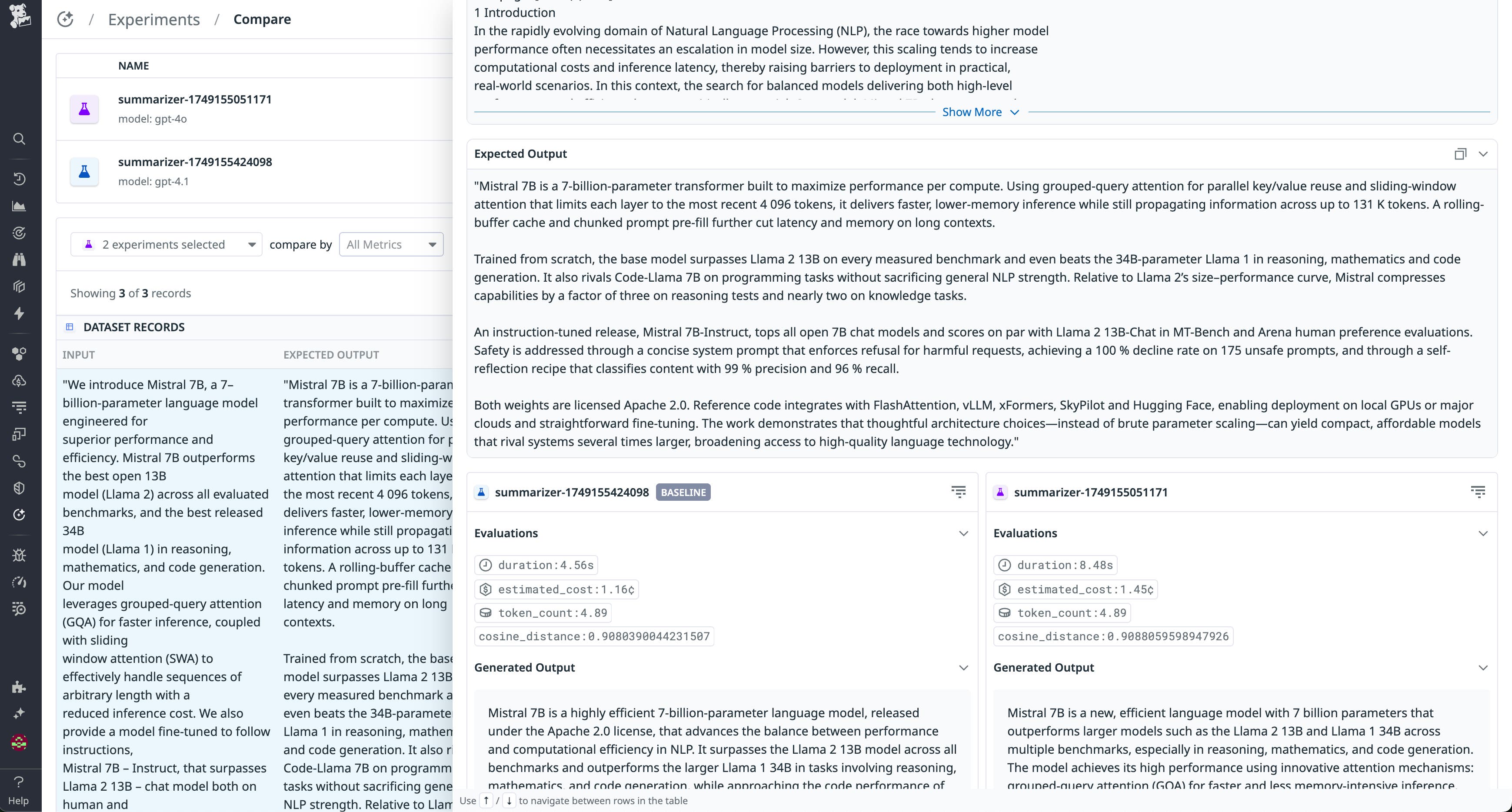 Comparing outputs for two different models for subjective evaluation Comparing outputs for two different models for subjective evaluation