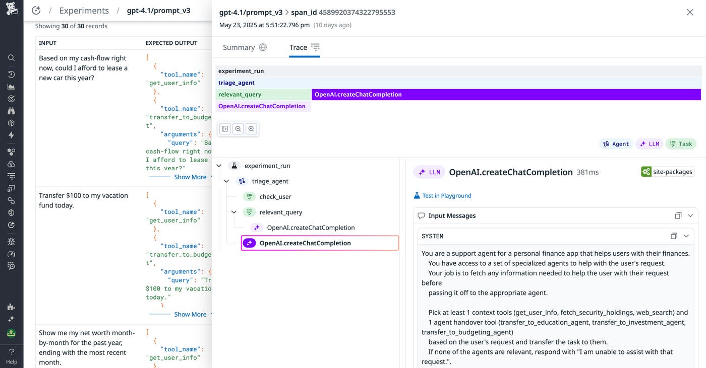 Inspecting a record's experiment run traces Inspecting a record's experiment run traces