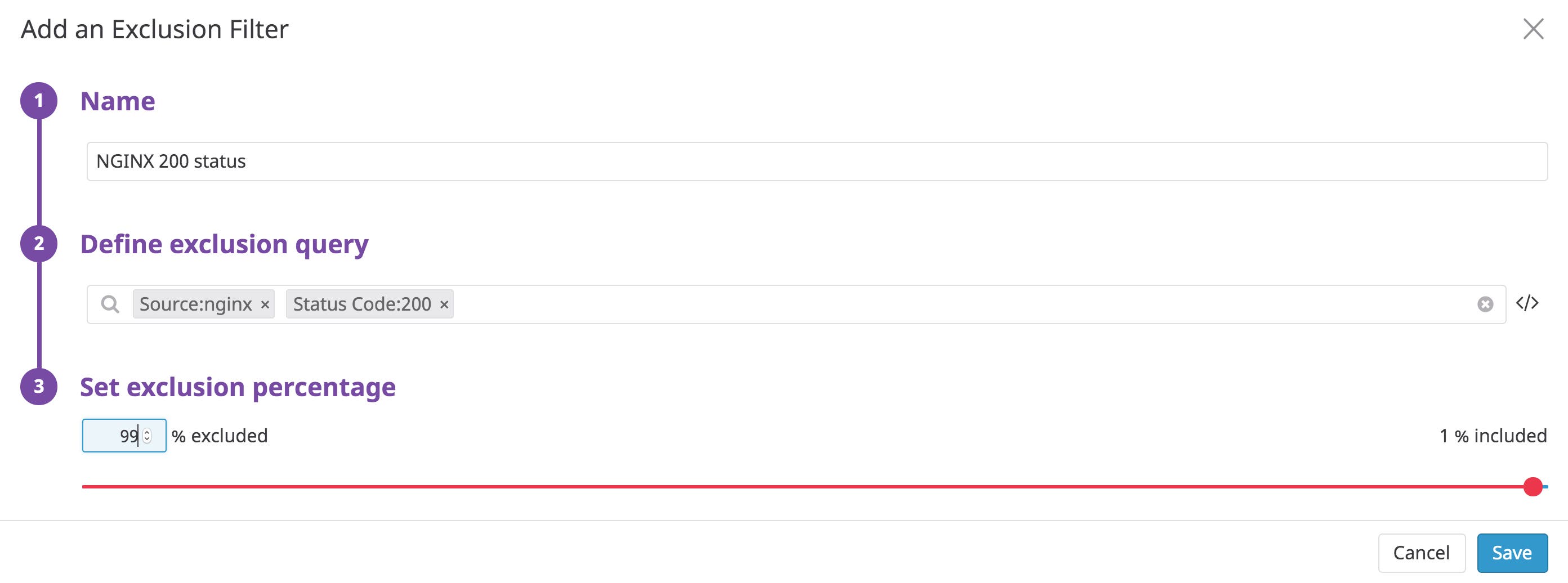 フィルターを作成し、インデックス化するログの数を削減。 フィルターを作成し、インデックス化するログの数を削減。
