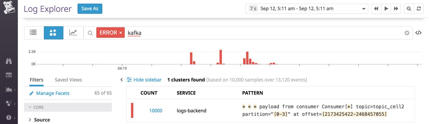 datadog log patterns show that error logs are limited to a single topic datadog log patterns show that error logs are limited to a single topic