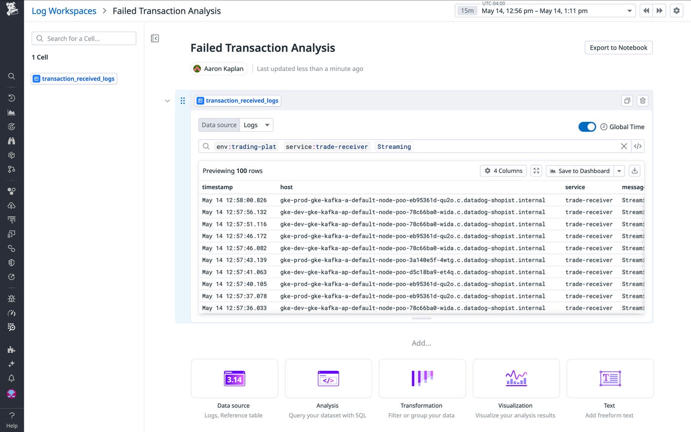 Creating a data source from a log query in Log Workspaces. Creating a data source from a log query in Log Workspaces.