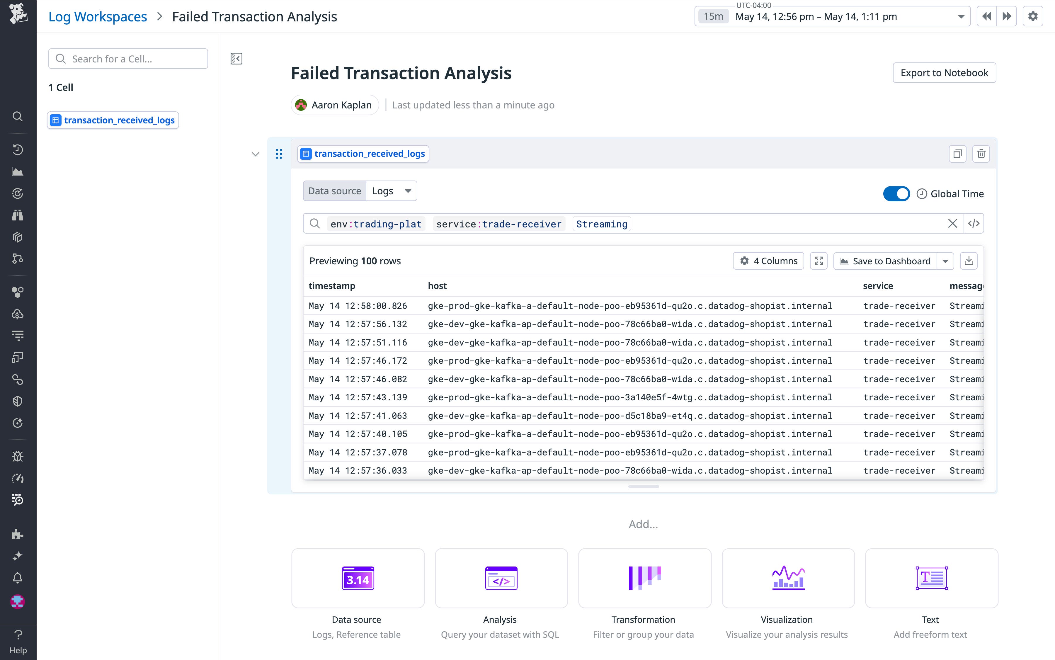 Creating a data source from a log query in Log Workspaces. Creating a data source from a log query in Log Workspaces.