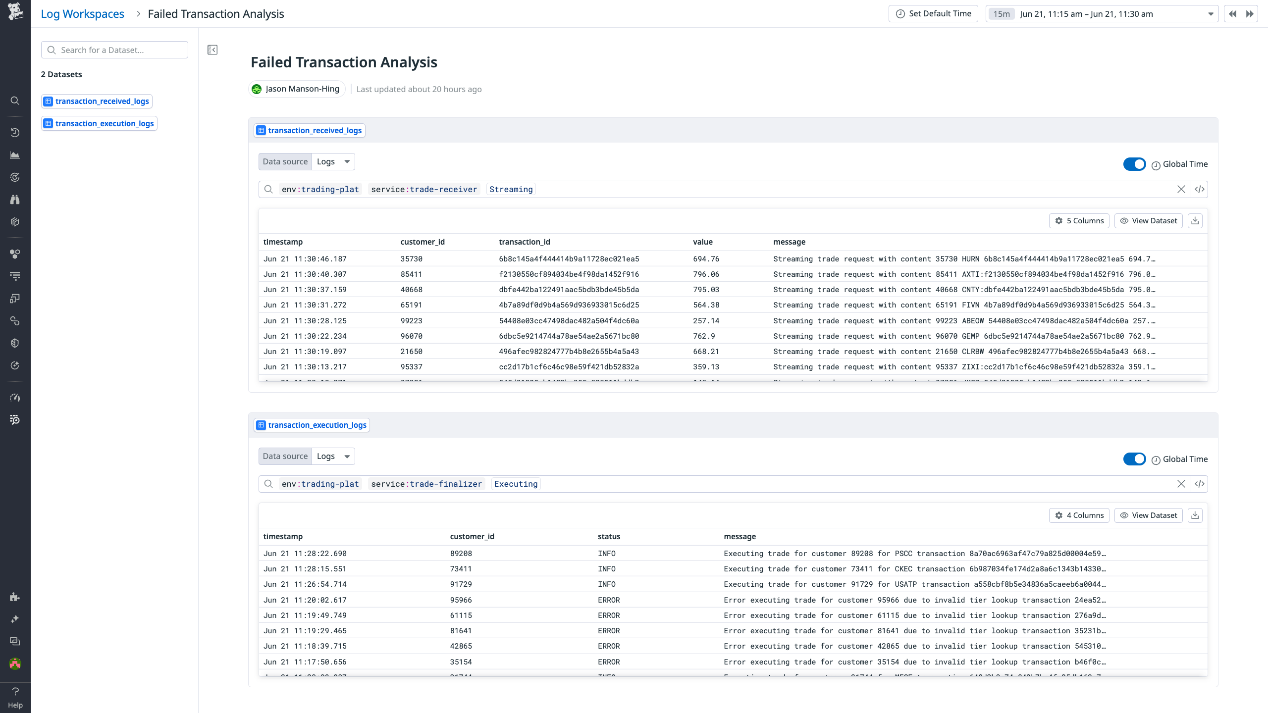 Creating data sources based on log queries in Log Workspaces.