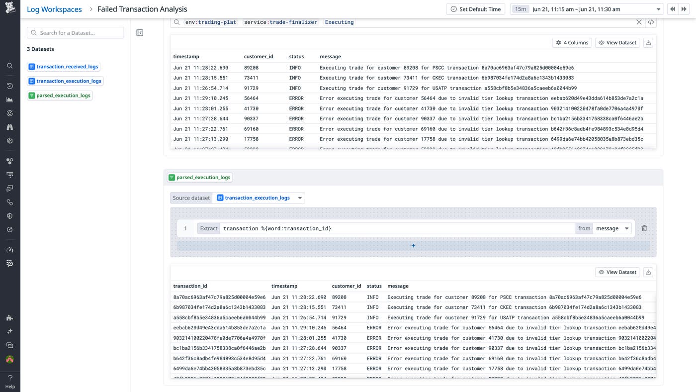 Using a transformation to add structure to log data by extracting variables from messages. Using a transformation to add structure to log data by extracting variables from messages.