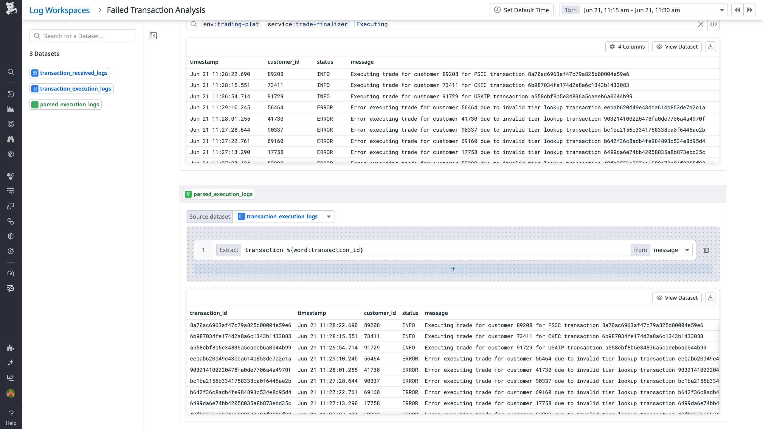 Using a transformation to add structure to log data by extracting variables from messages. Using a transformation to add structure to log data by extracting variables from messages.