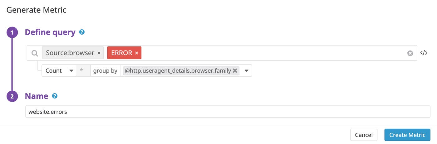 Generate a new metric from your logs Generate a new metric from your logs