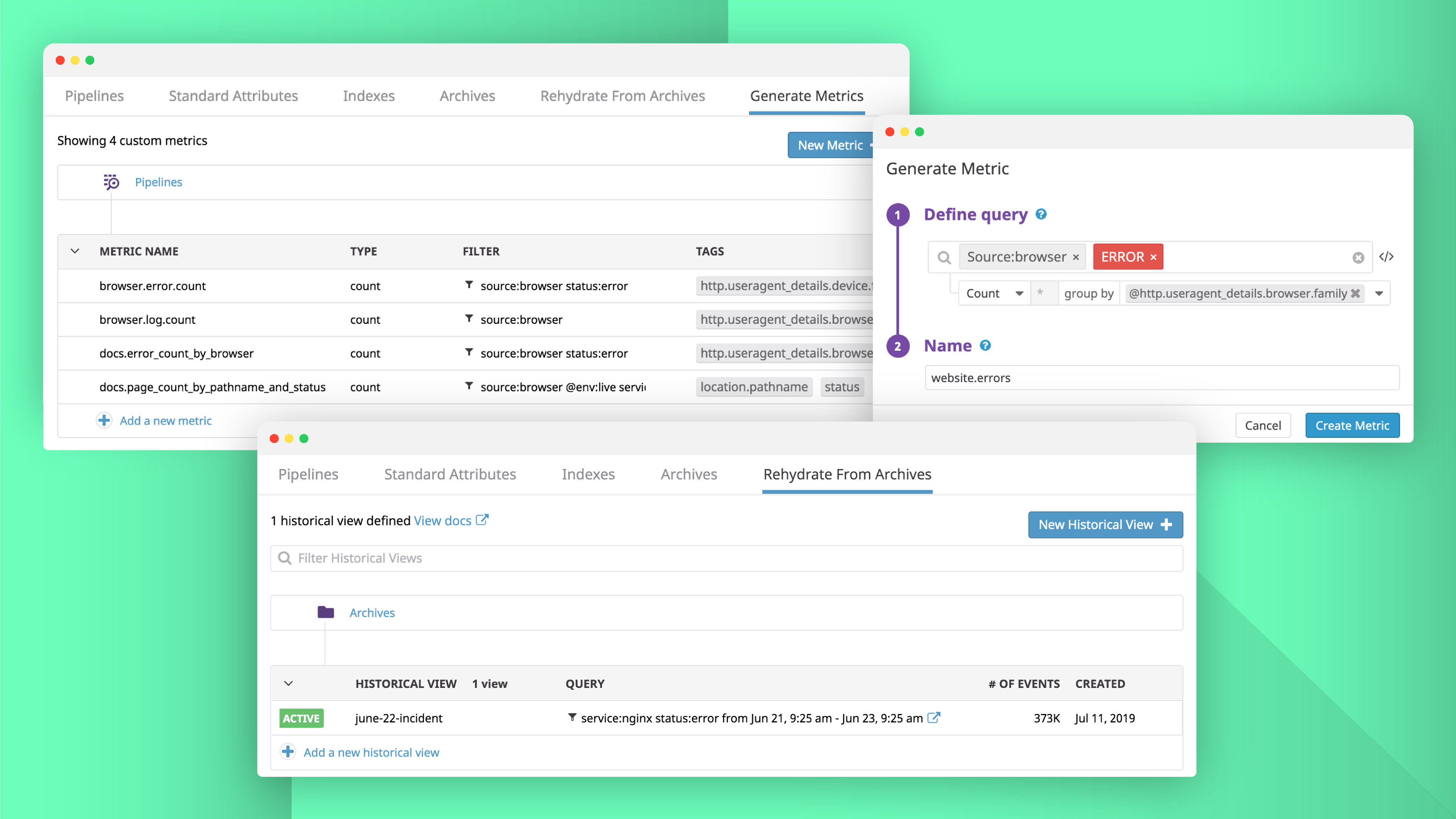 Introducing Metrics from Logs and Log Rehydration&trade;