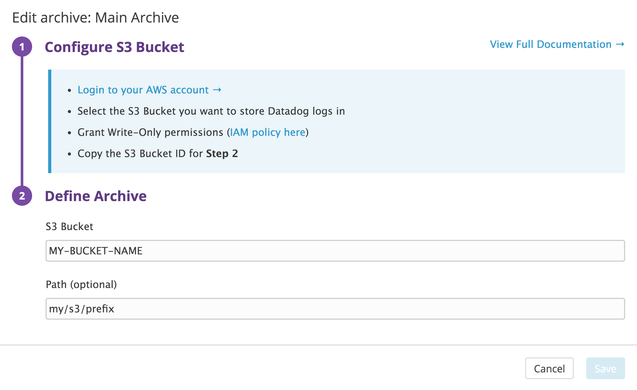 archive your logs in S3 with datadog log management
