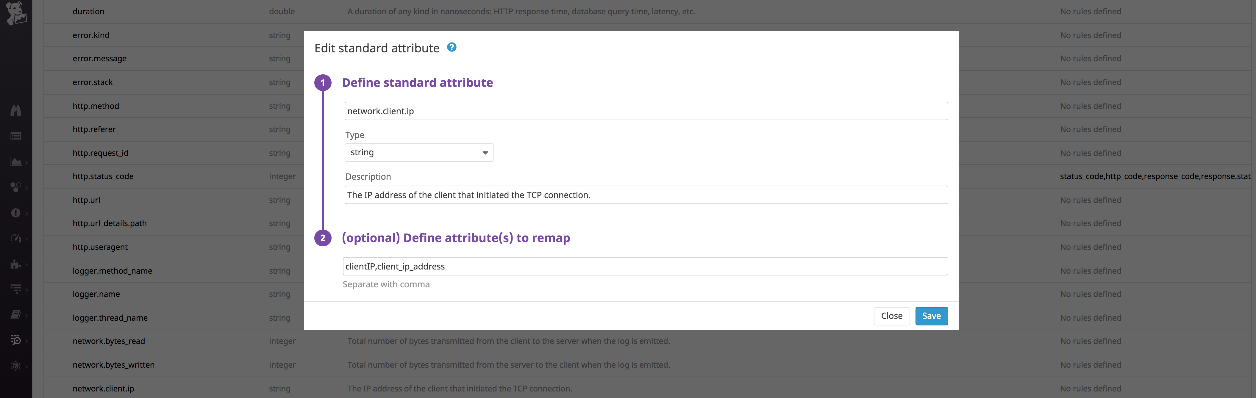 Customize standard attributes or create new ones.