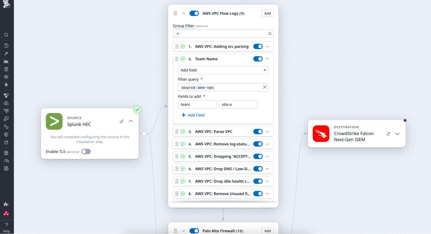 A screenshot adding enrichment processors to tag logs with metadata such as ownership, environment, or compliance classification. A screenshot adding enrichment processors to tag logs with metadata such as ownership, environment, or compliance classification.