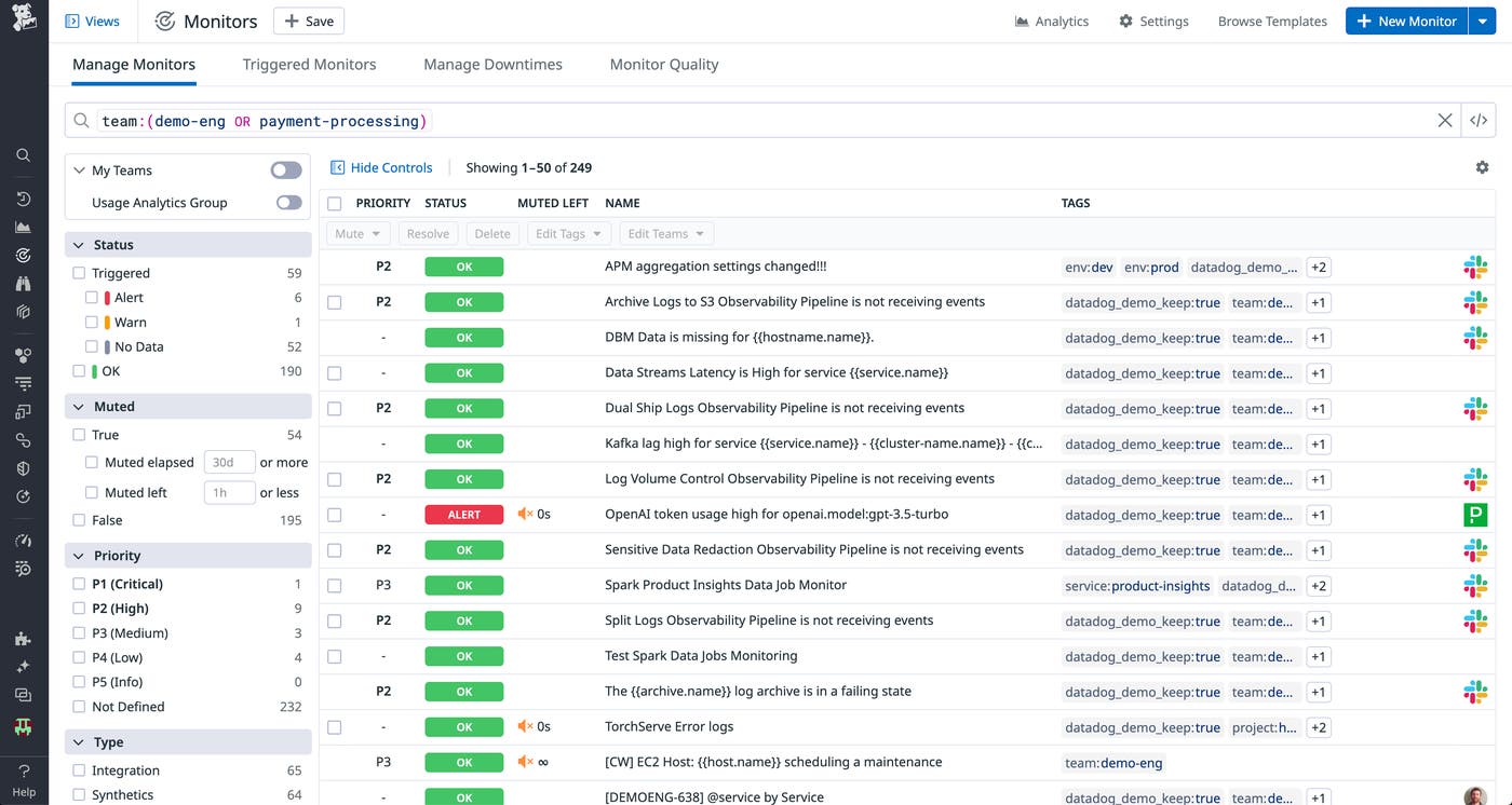 Filter your monitors by specific team. Filter your monitors by specific team.