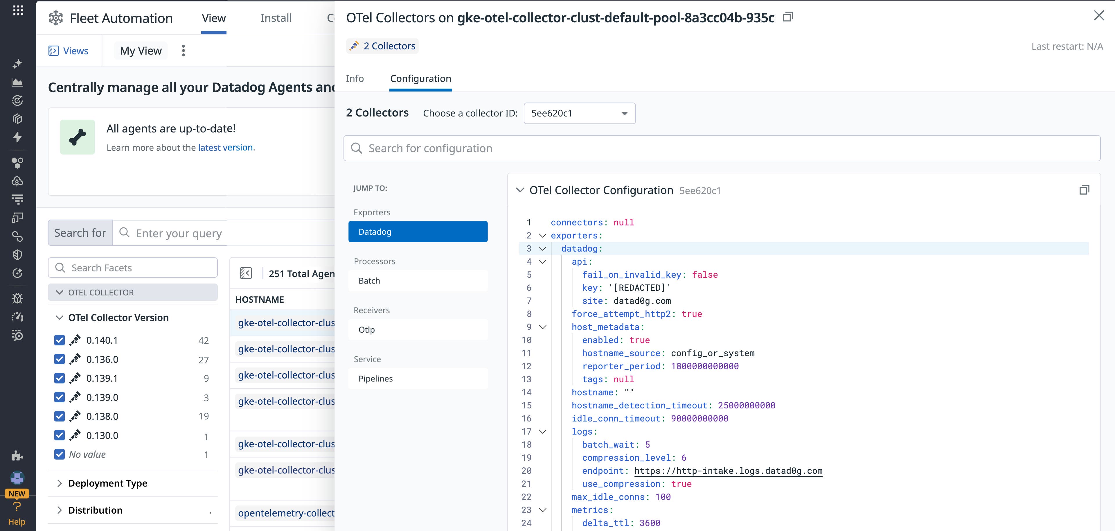 Configuration view showing parsed OTel components within a collector’s YAML. Configuration view showing parsed OTel components within a collector’s YAML.