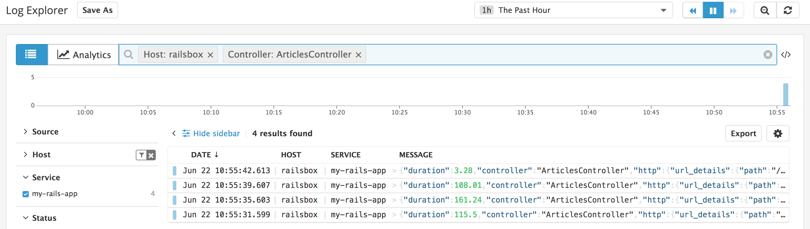 Search the Log Explorer for the new facet