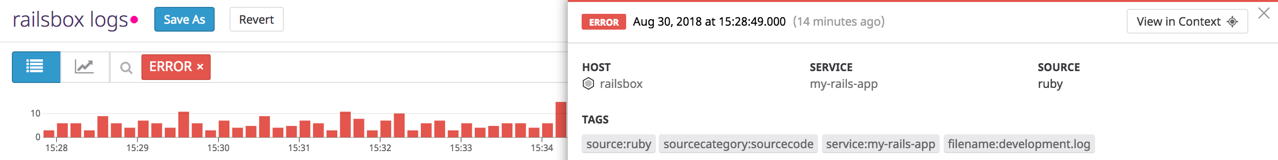Header for error log