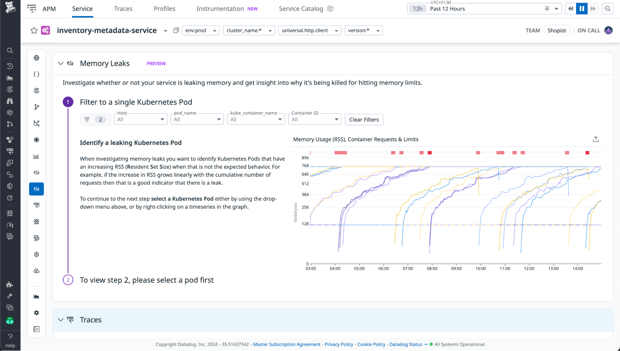 Memory leak workflow RSS graph