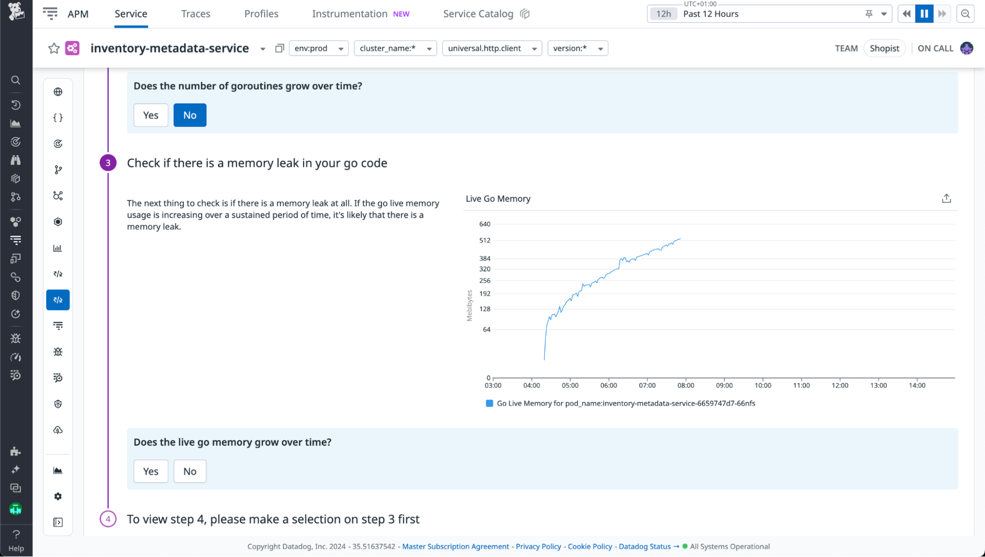 Memory leak workflow live memory set