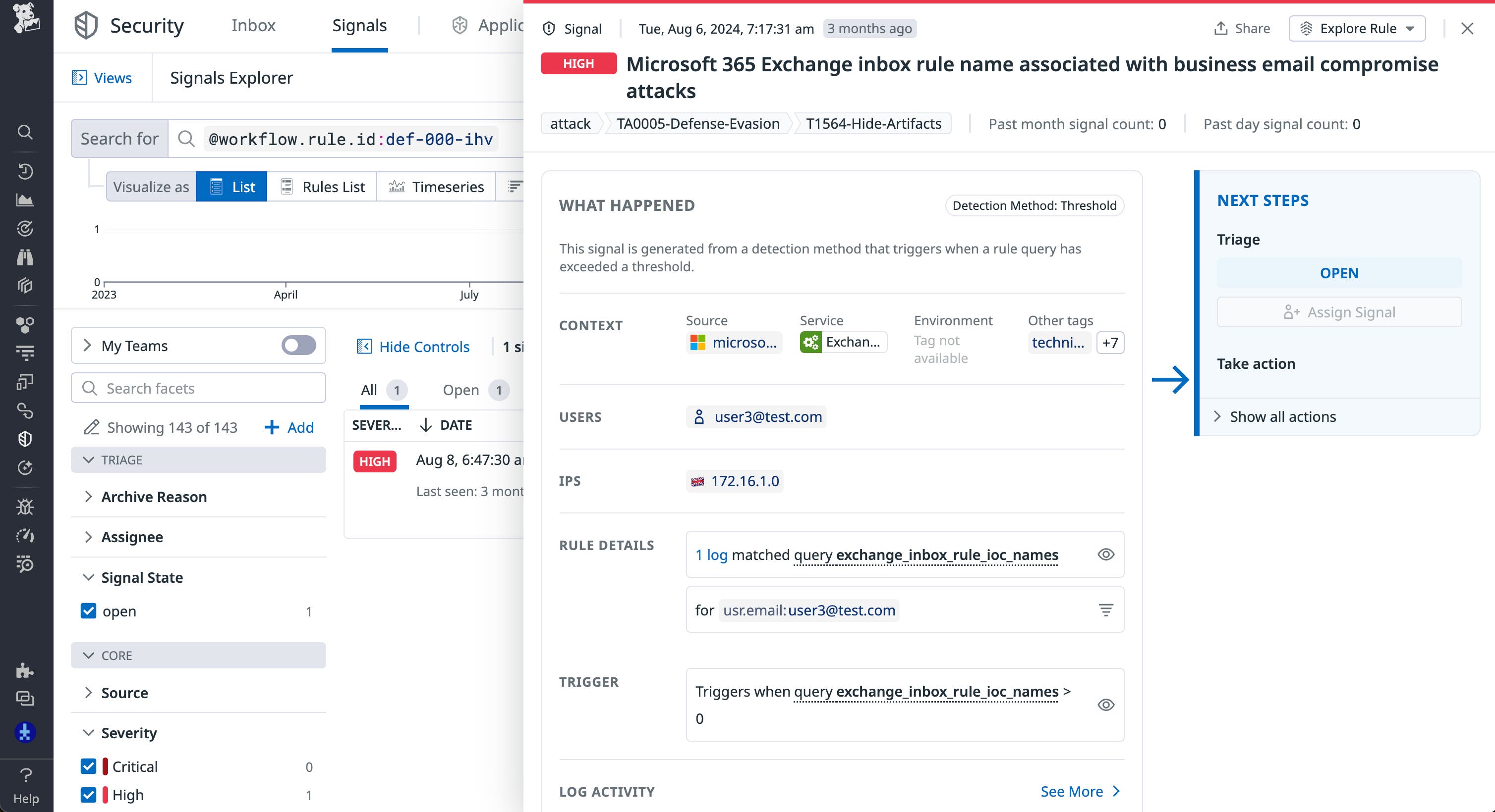 Microsoft 365 Cloud SIEM signal for Business Email Compromise Microsoft 365 Cloud SIEM signal for Business Email Compromise